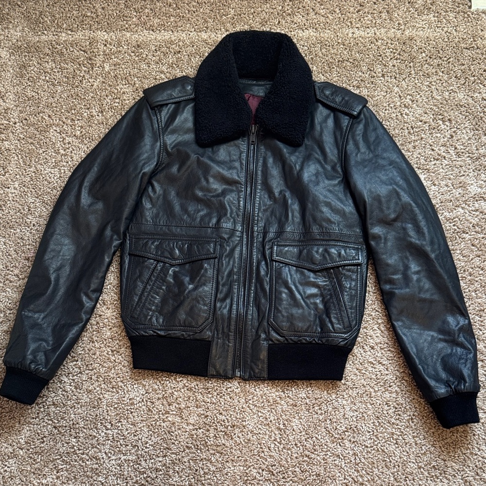 BLK DNM M black aviator flight Leather Jacket Sherpa collar fall designer luxury